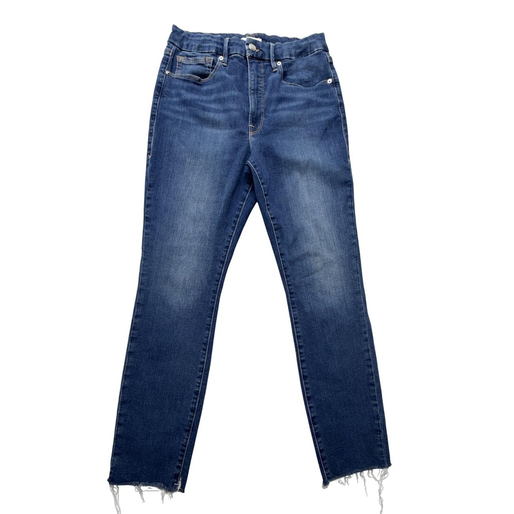 Good American Womens Skinny Jeans 29x23.5 Blue High Rise Raw Hem Tag 10/30‎